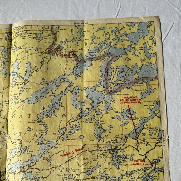 Vintge Fisher Co Superior Quetico Original Canoe Map 1952 Burntside Basswood 112 - Picture 3 of 11